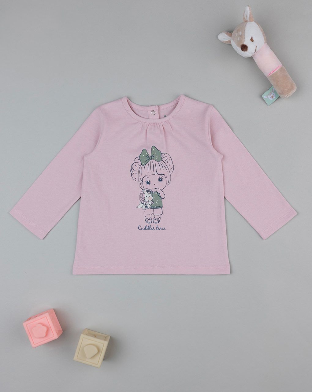 βρεφική μπλούζα ροζ cuddles time για κορίτσι - Prénatal
