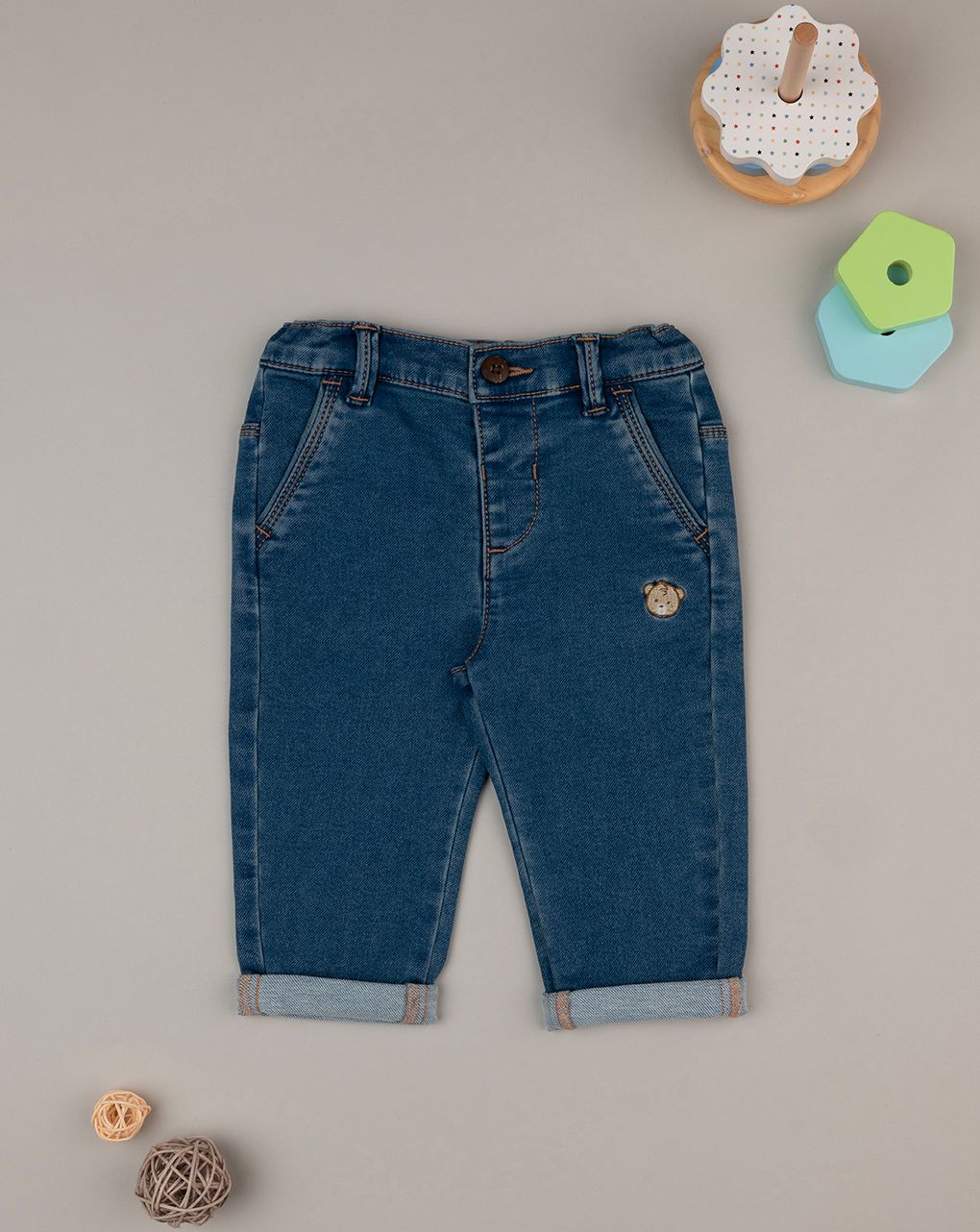 βρεφικό τζιν παντελόνι μπλε teddy για αγόρι - Prénatal