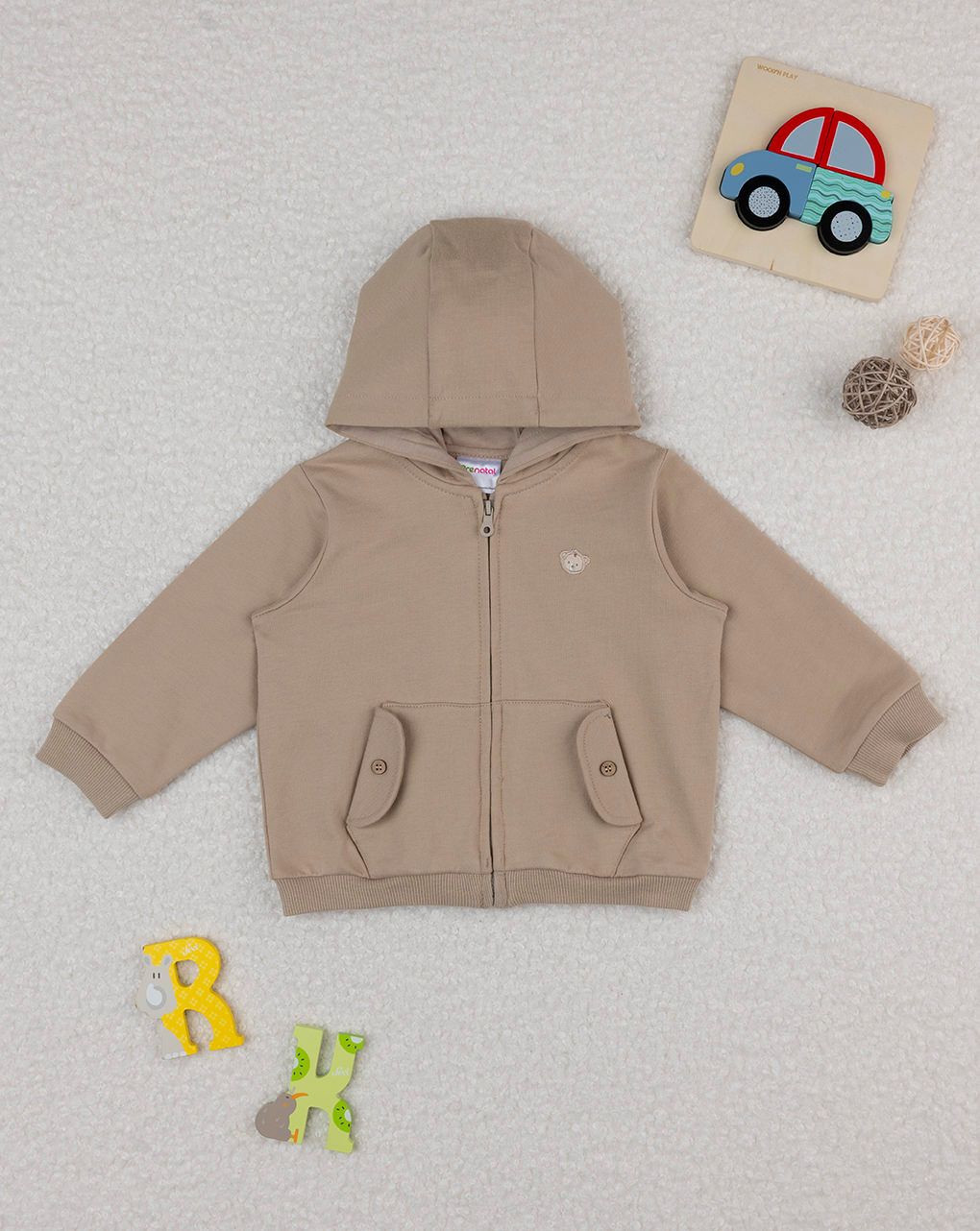 βρεφική ζακέτα καφέ teddy για αγόρι