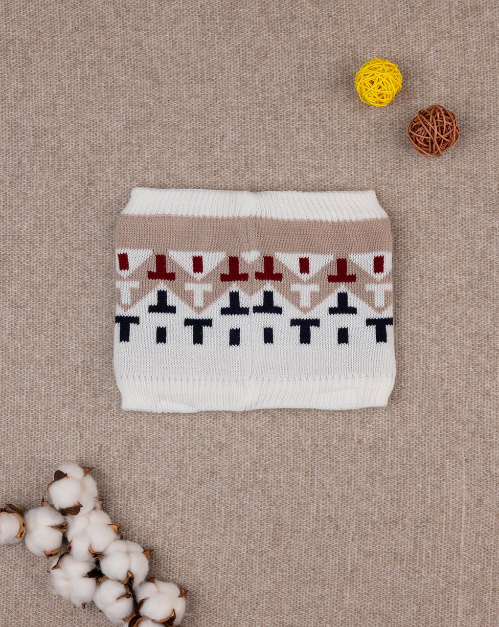 παιδικό κασκόλ λαιμός λευκό με σχήματα για αγόρι - Prénatal