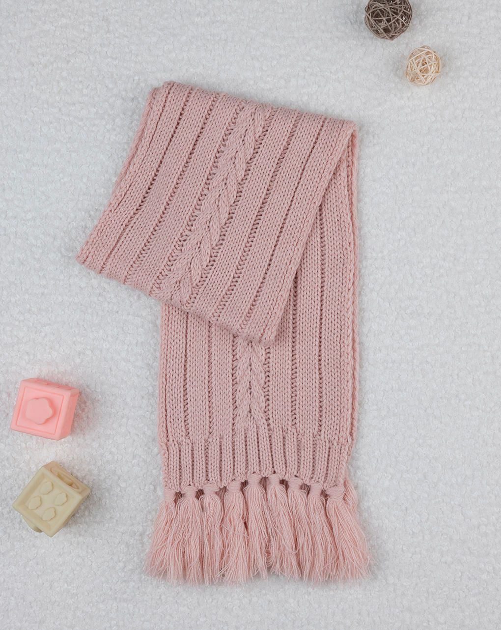 παιδικό κασκόλ ροζ με κρόσια για κορίτσι - Prénatal