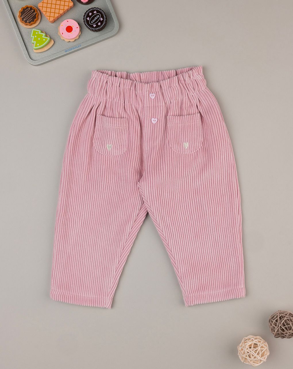 βρεφικό παντελόνι κοτλέ ροζ για κορίτσι - Prénatal