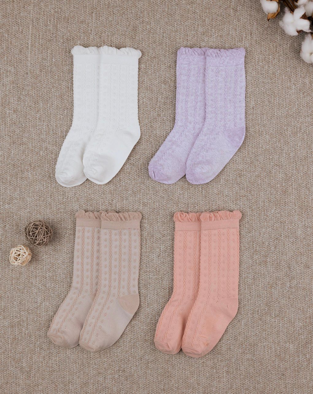 παιδικές κάλτσες με πλεξούδες πακέτο x4 για κορίτσι