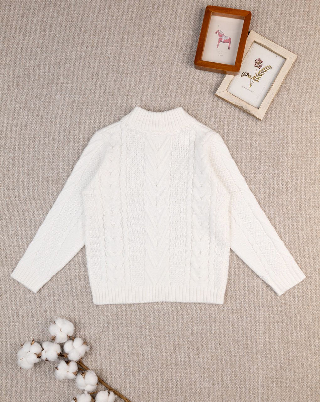 παιδικό πουλόβερ λευκό με πλέξεις για αγόρι - Prénatal