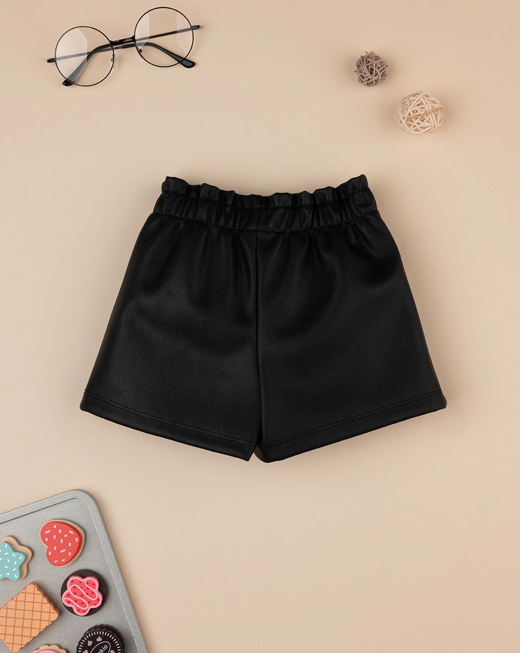 βρεφικό σορτσάκι μαύρο από δερματίνη για κορίτσι - Prénatal