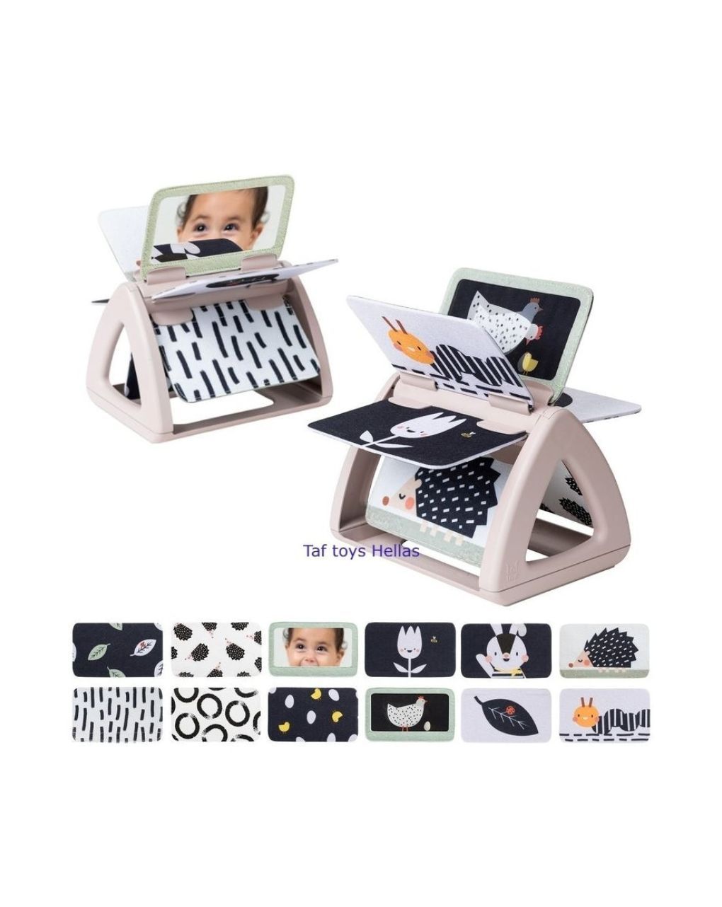 Taf toys βιβλίο δραστηριοτήτων black & white spinning book, t-13385