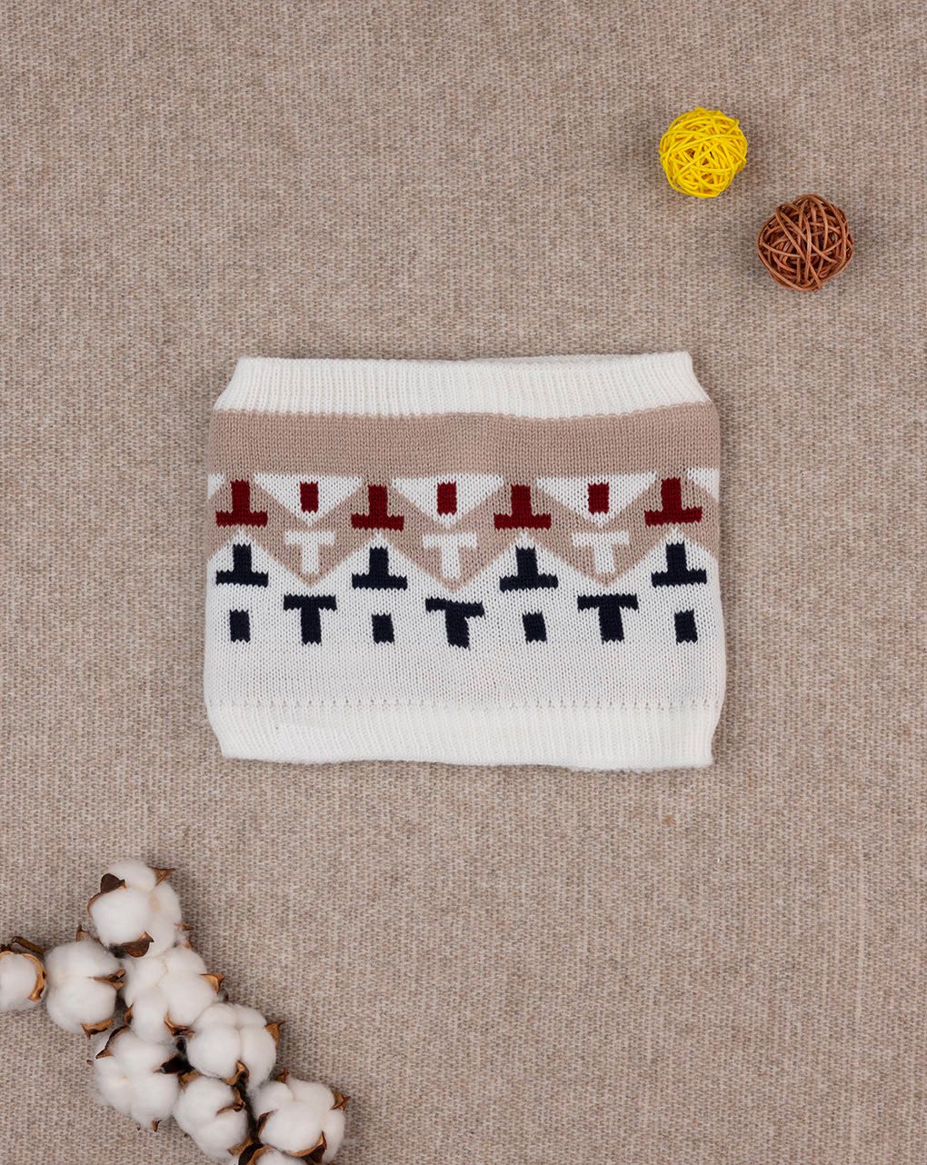 παιδικό κασκόλ λαιμός λευκό με σχήματα για αγόρι