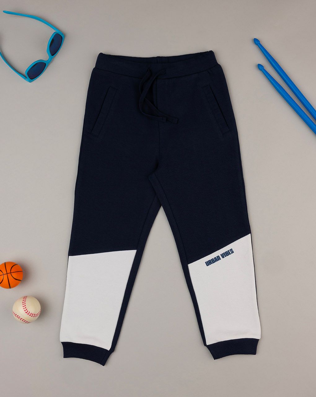 παιδικό παντελόνι φόρμα μπλε/λευκό urban vibes για αγόρι