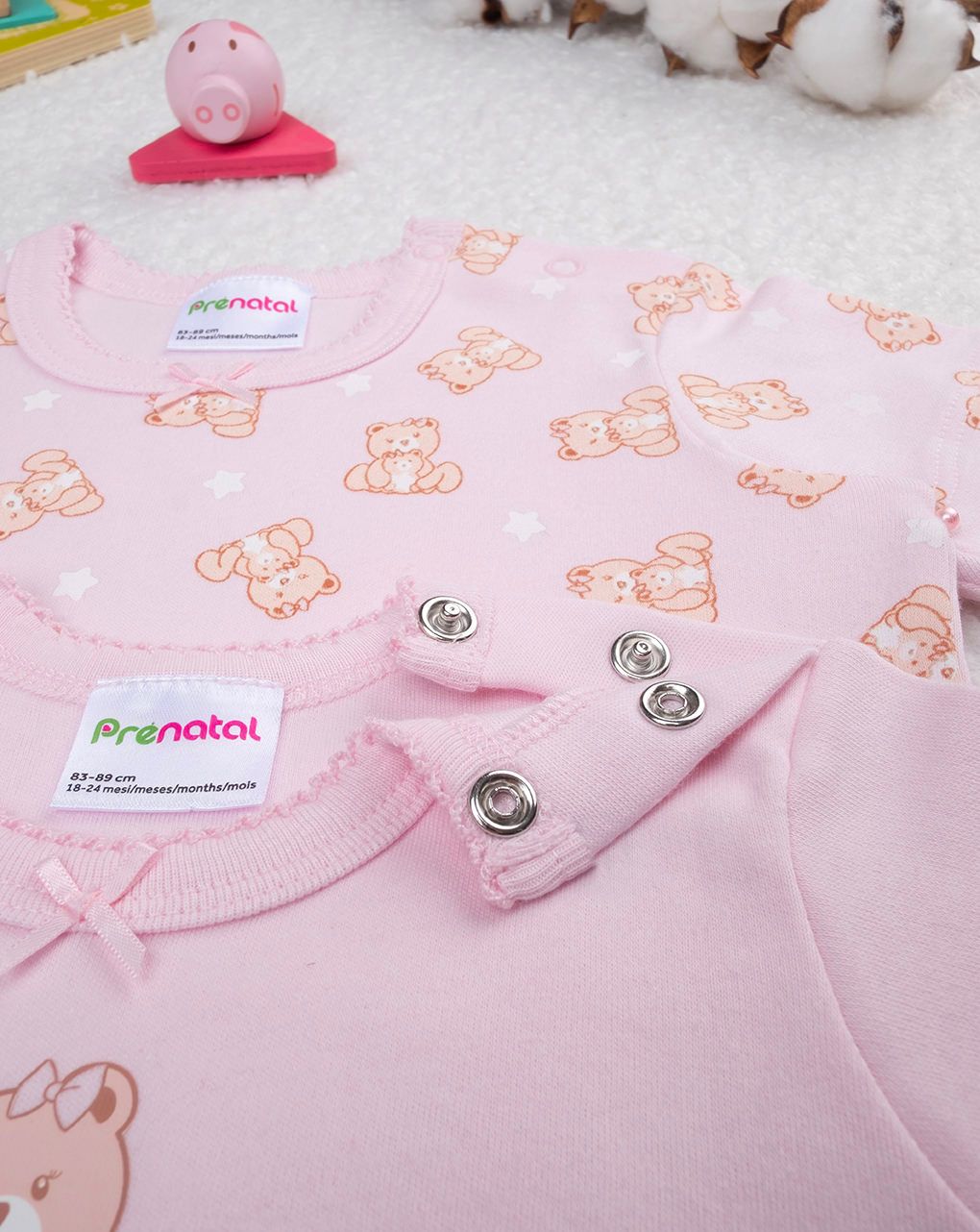 βρεφικά κορμάκια με αρκουδάκια πακέτο x2 για κορίτσι - Prénatal