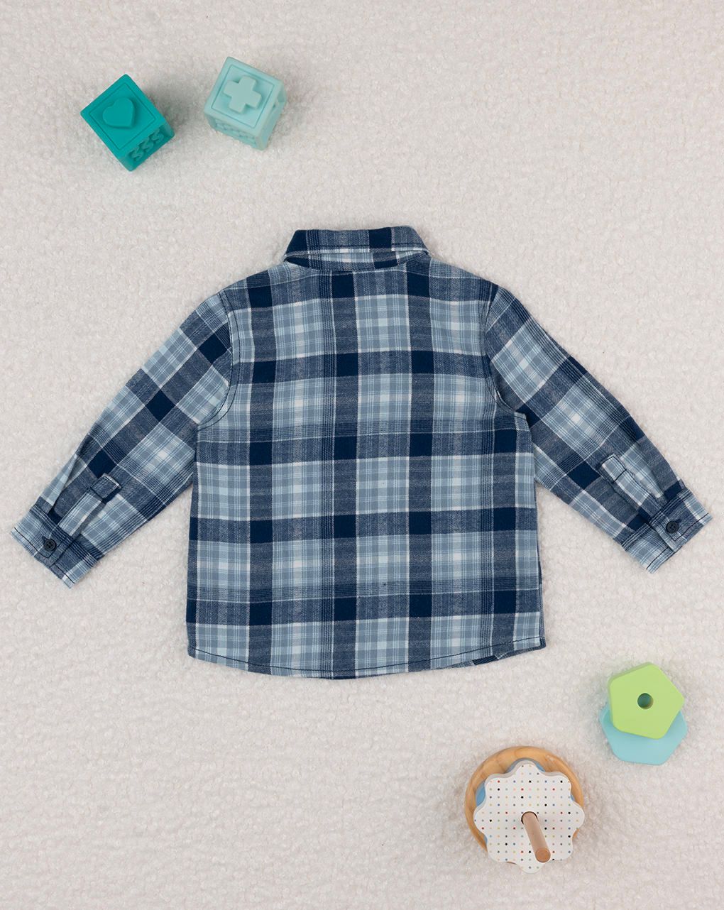 βρεφικό πουκάμισο μάλλινο καρό μπλε artic για αγόρι - Prénatal