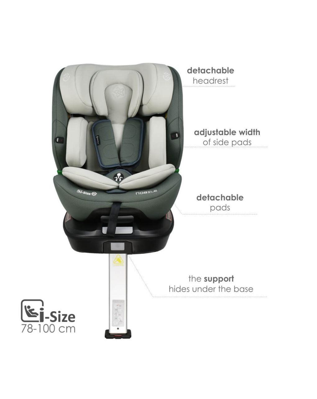 Bebe stars κάθισμα αυτοκινήτου nobile i-size 360° (40-150cm) olive 924-176 - Bebe Stars