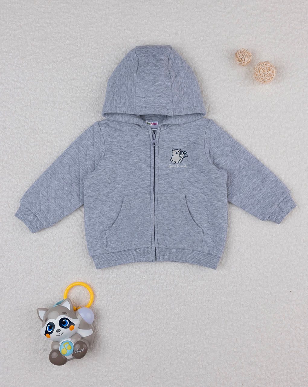 βρεφική ζακέτα καπιτονέ γκρι artic για αγόρι