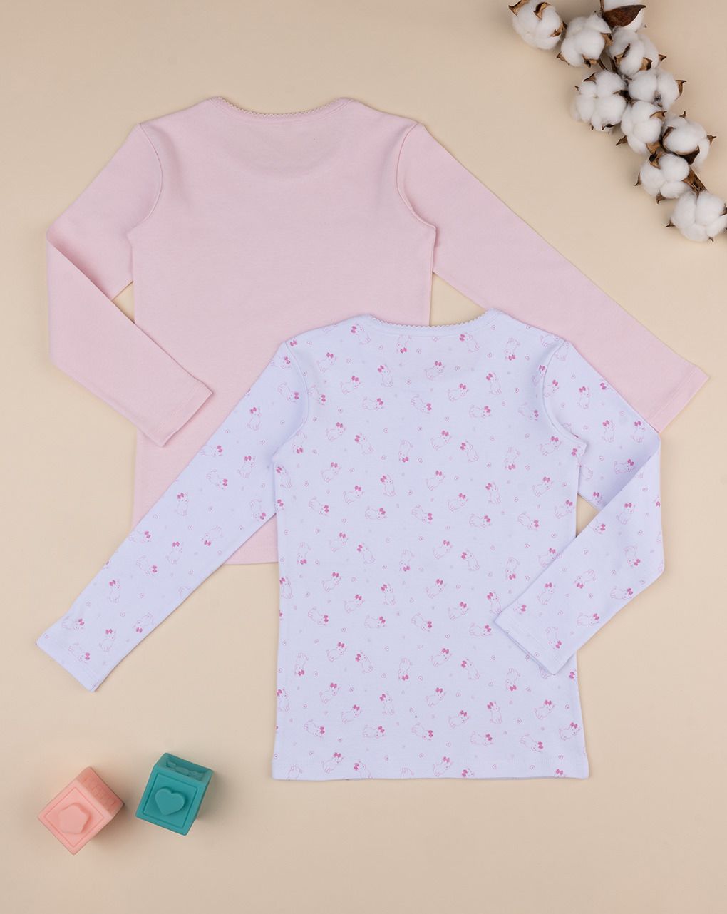 παιδικά φανελάκια με γατάκια πακέτο x2 για κορίτσι - Prénatal