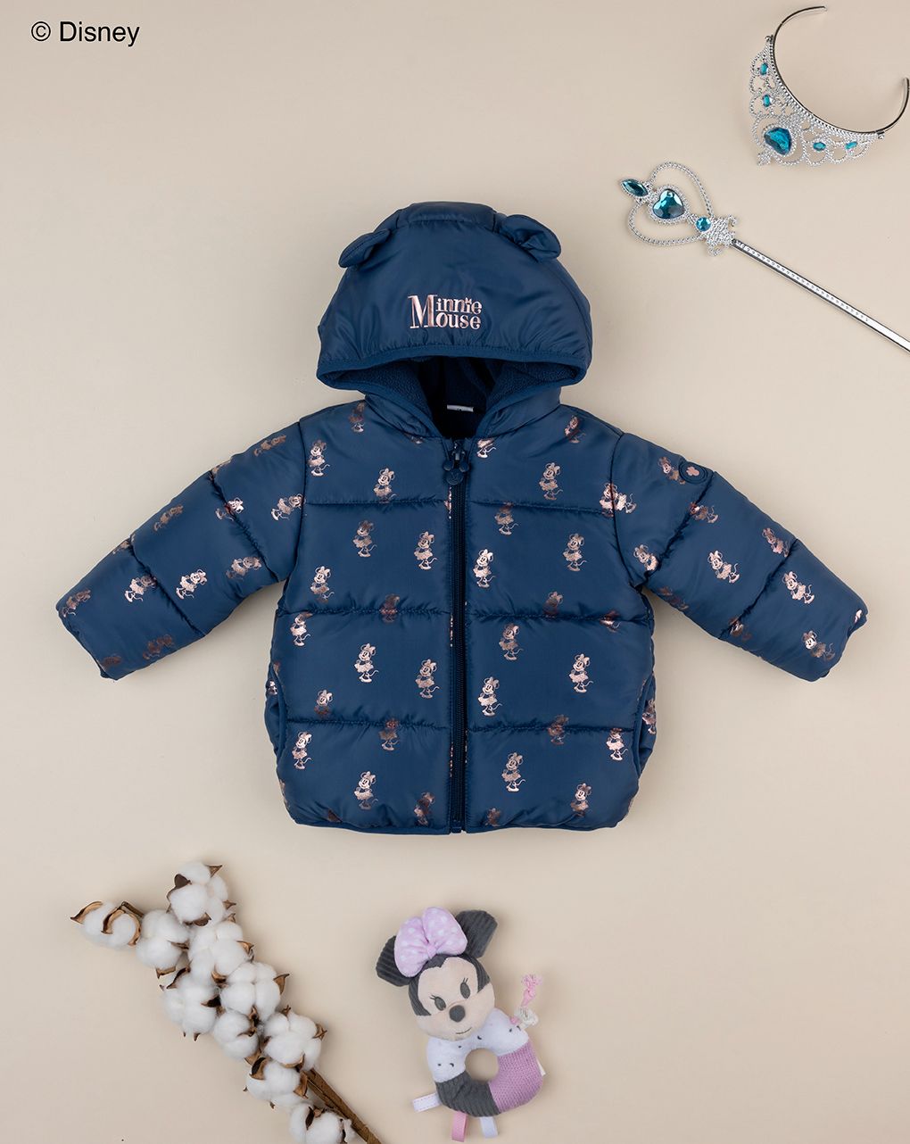 βρεφικό μπουφάν puffer μπλε minnie για κορίτσι