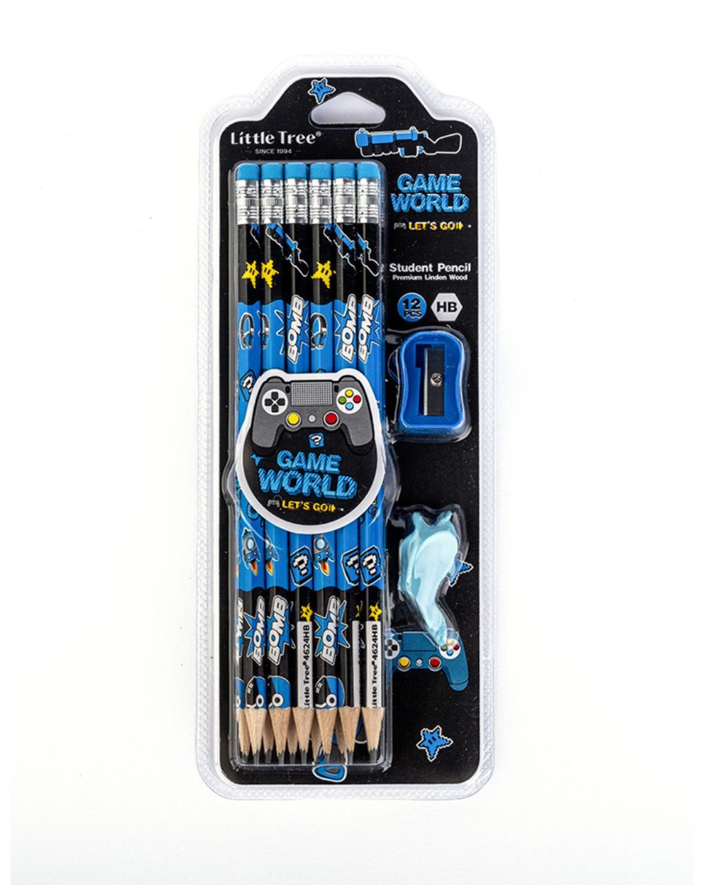 Game world σετ 10 μολύβια hb με γόμα και ξύστρα (4 σχέδια), t111275 - LITTLE TREE