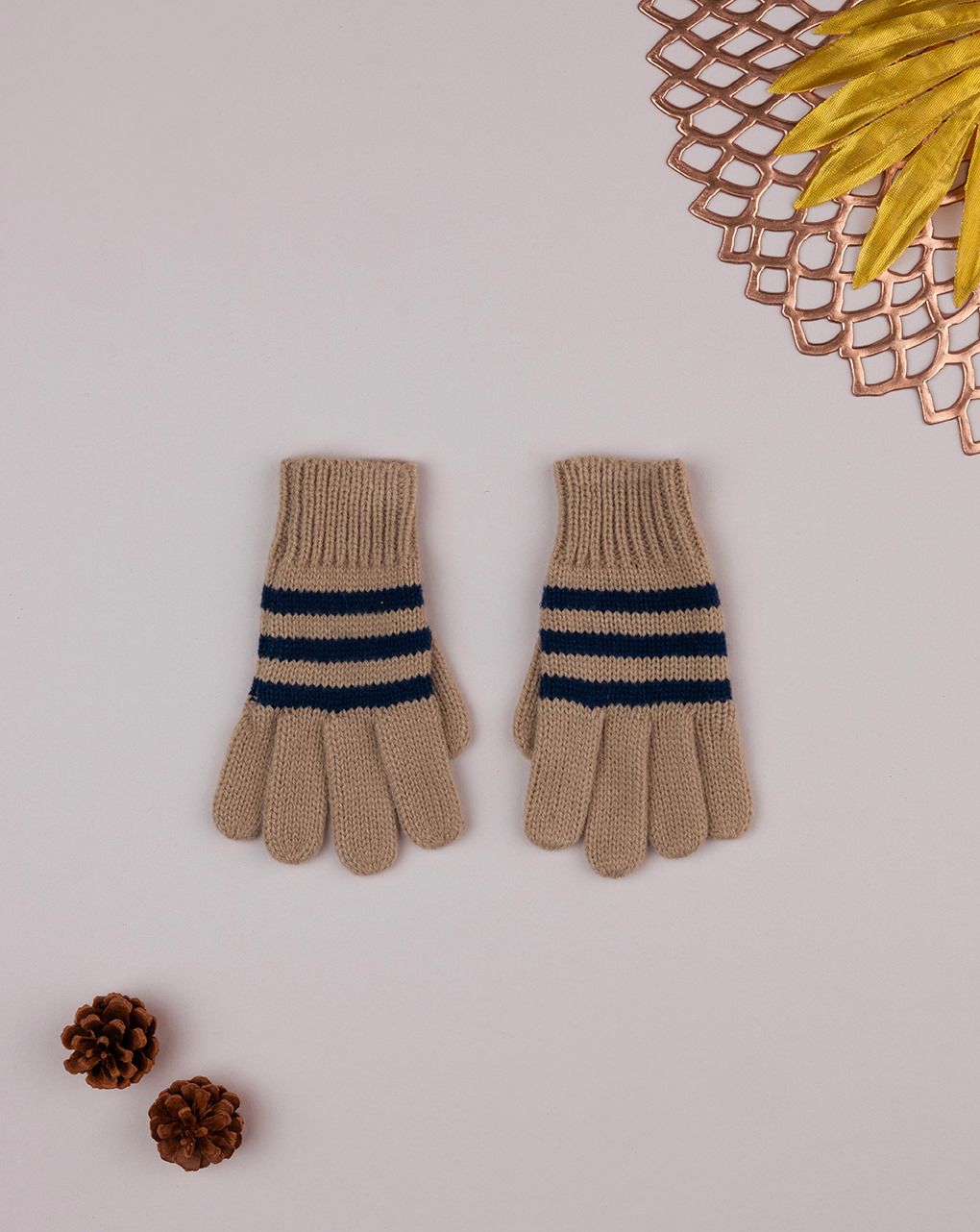 παιδικά γάντια καφέ ριγέ για αγόρι