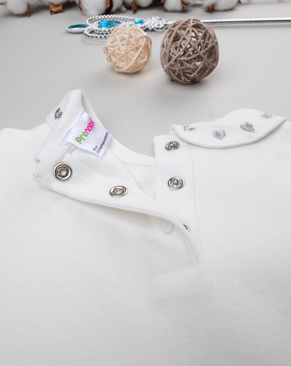 βρεφικό κορμάκι λευκό με καρδούλες για κορίτσι - Prénatal