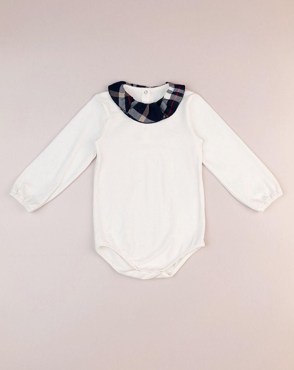 βρεφικό κορμάκι λευκό με καρό βολάν premium για κορίτσι - Prénatal