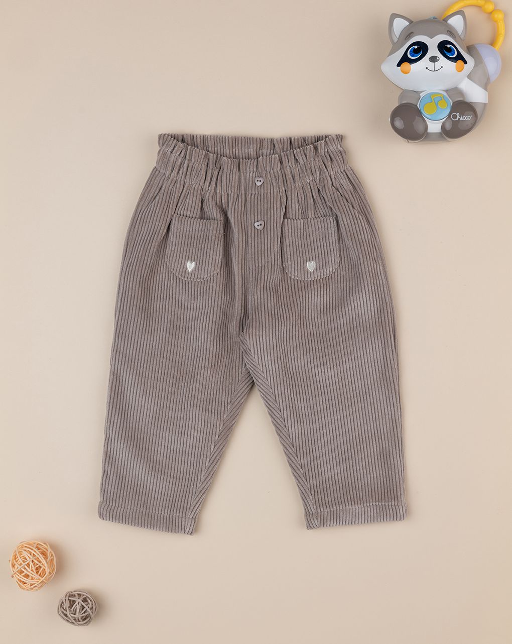 βρεφικό παντελόνι κοτλέ καφέ για κορίτσι - Prénatal