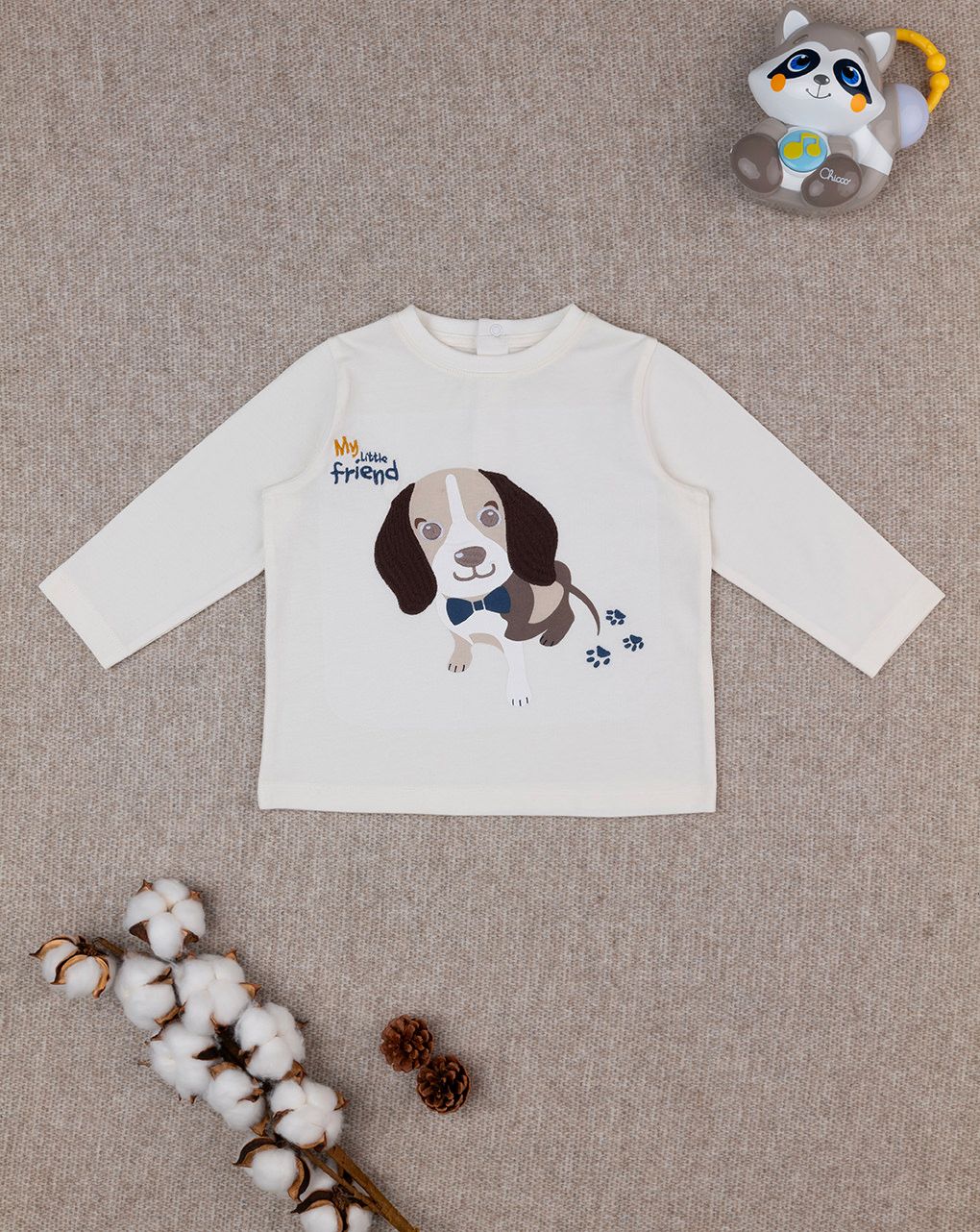 βρεφική μπλούζα λευκή little friend για αγόρι - Prénatal