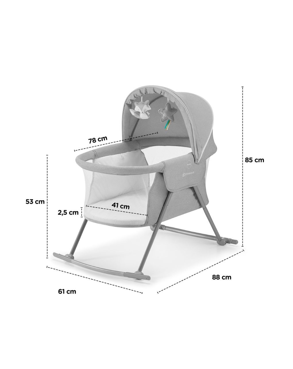 Kinderkraft βρεφικό λίκνο 3 σε 1 lovi grey - Kinderkraft