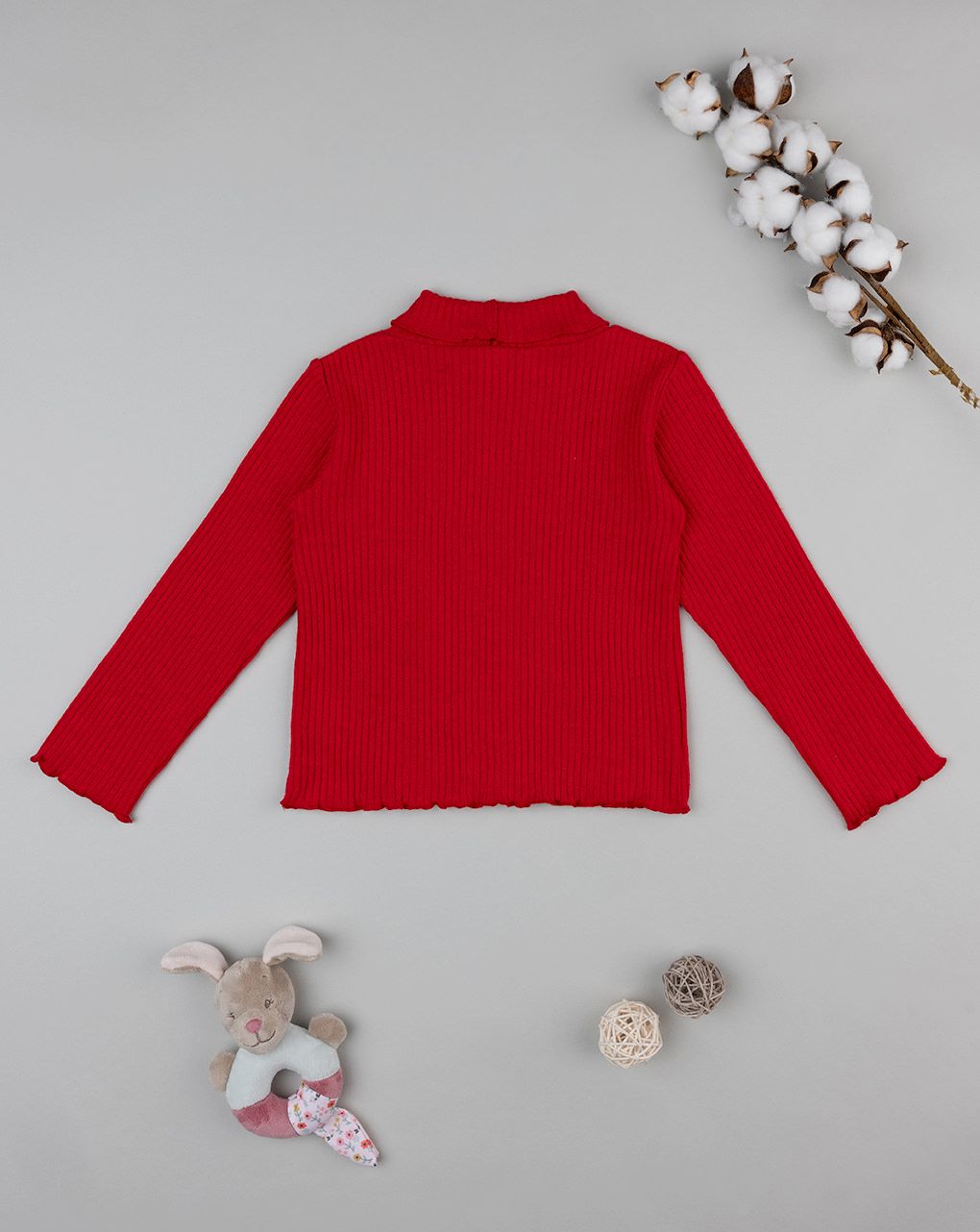 παιδική μπλούζα ζιβάγκο κόκκινη ριμπ classic για κορίτσι - Prénatal