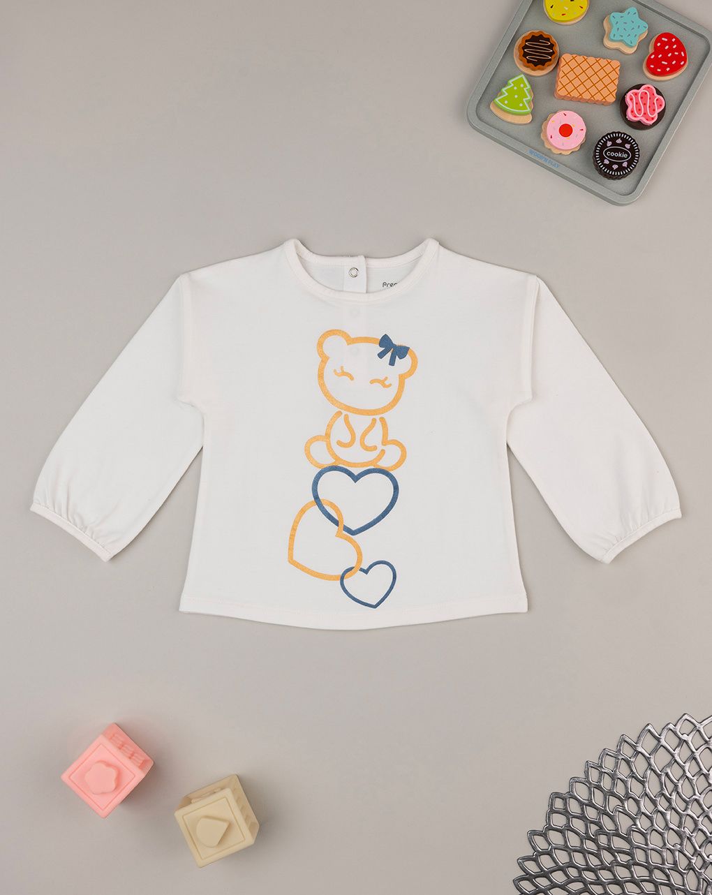 βρεφική μπλούζα λευκή teddy για κορίτσι - Prénatal