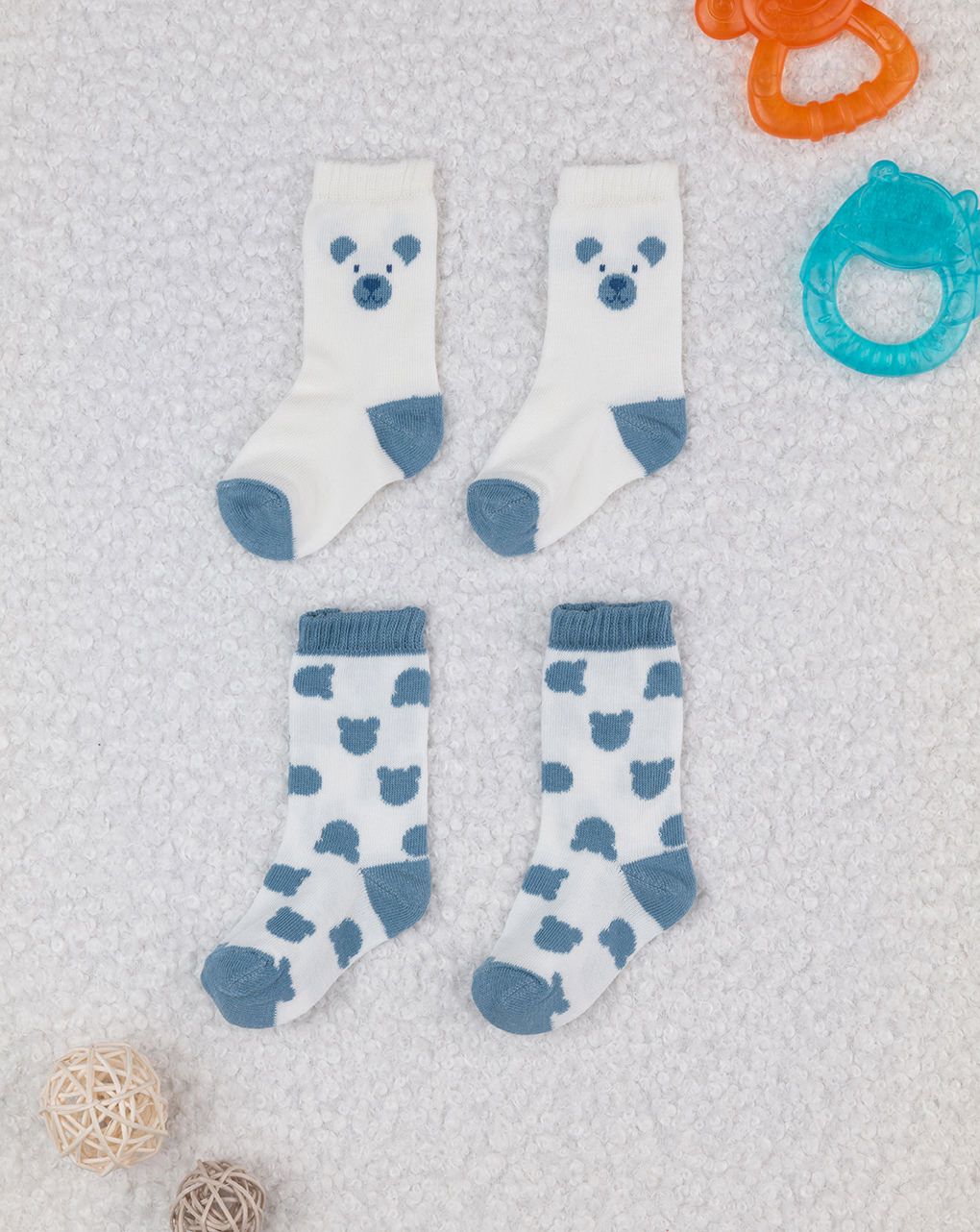 βρεφικά καλτσάκια teddies πακέτο x2 για αγόρι - Prénatal