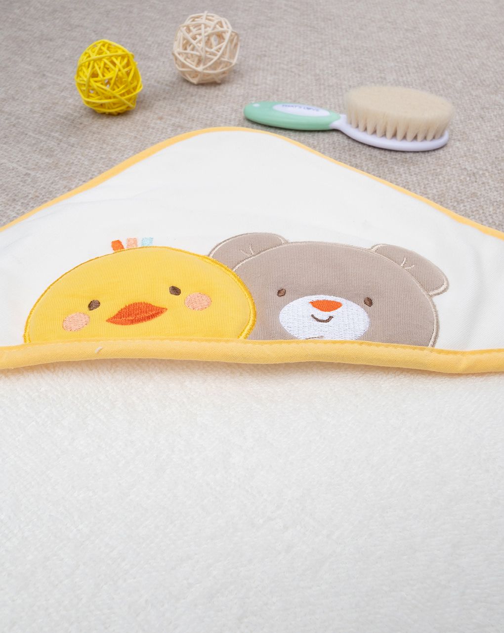 βρεφική μπουρνουζοπετσέτα λευκή baby smile unisex - Prénatal