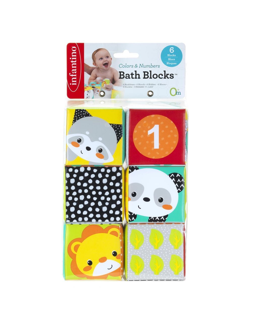 Infantino πολύχρωμοι φουσκωτοί κύβοι bath blocks b-305091-01 - INFANTINO