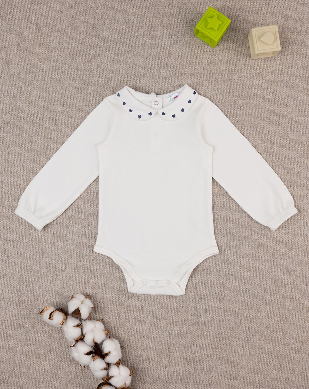 βρεφικό κορμάκι λευκό με καρδούλες για κορίτσι - Prénatal