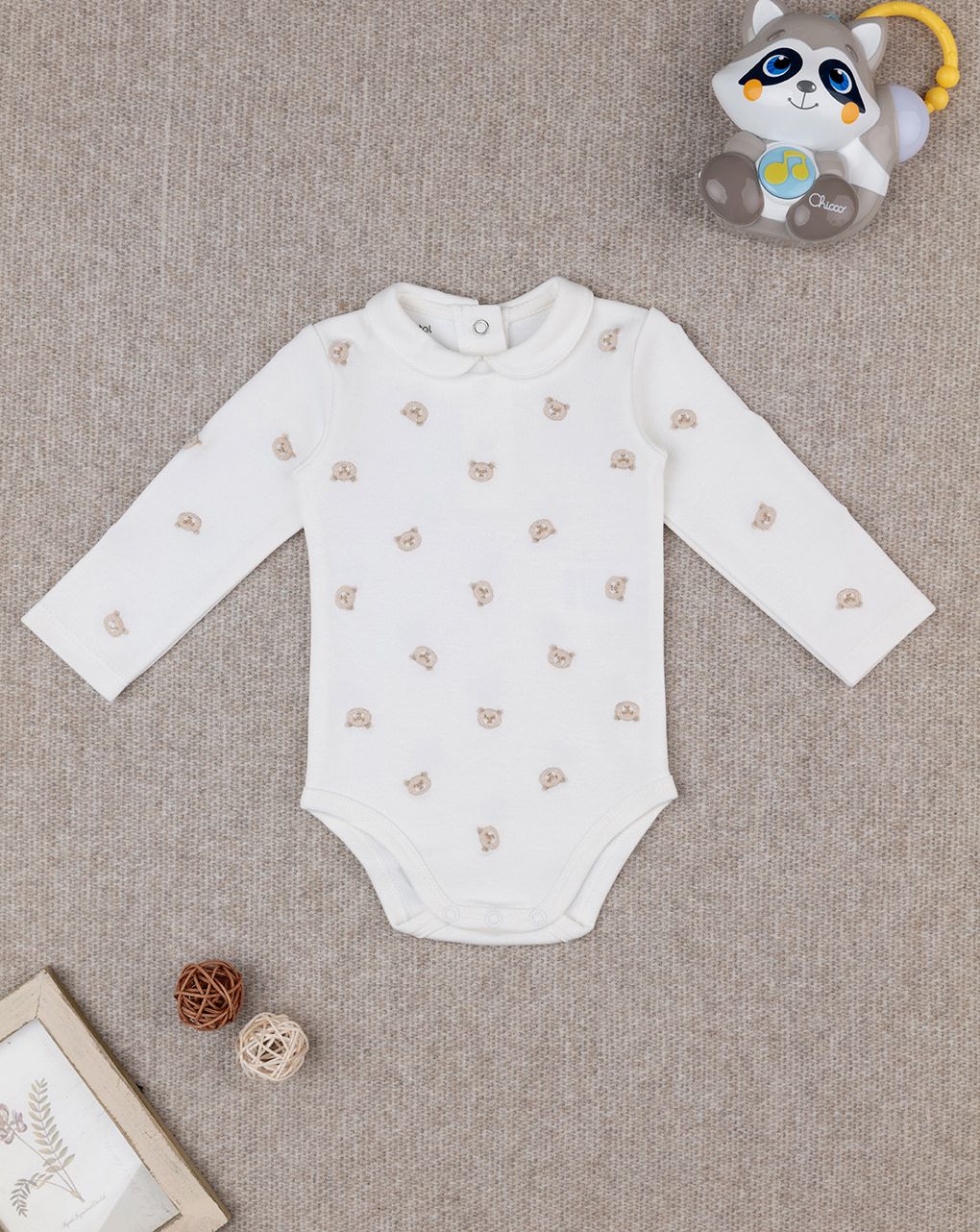 βρεφικό κορμάκι λευκό teddy για αγόρι - Prénatal