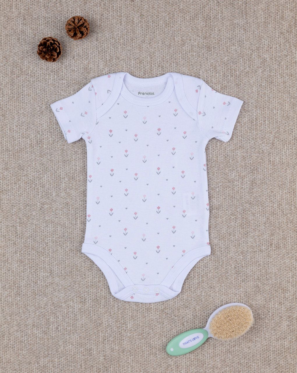 βρεφικό κορμάκι λευκό φλοράλ για κορίτσι - Prénatal