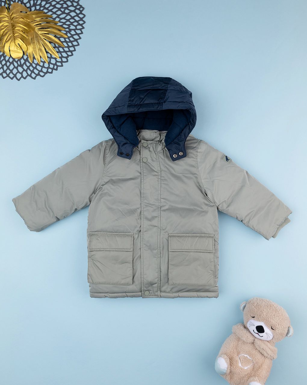 παιδικό μπουφάν παρκά πράσινο για αγόρι