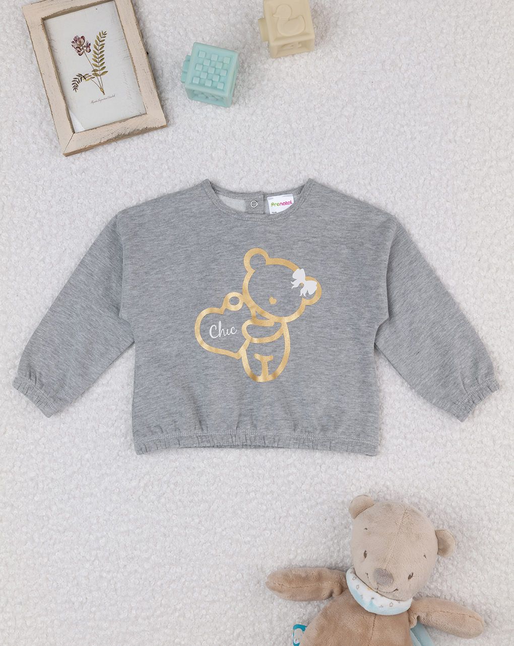 βρεφική μπλούζα φούτερ γκρι chic για κορίτσι