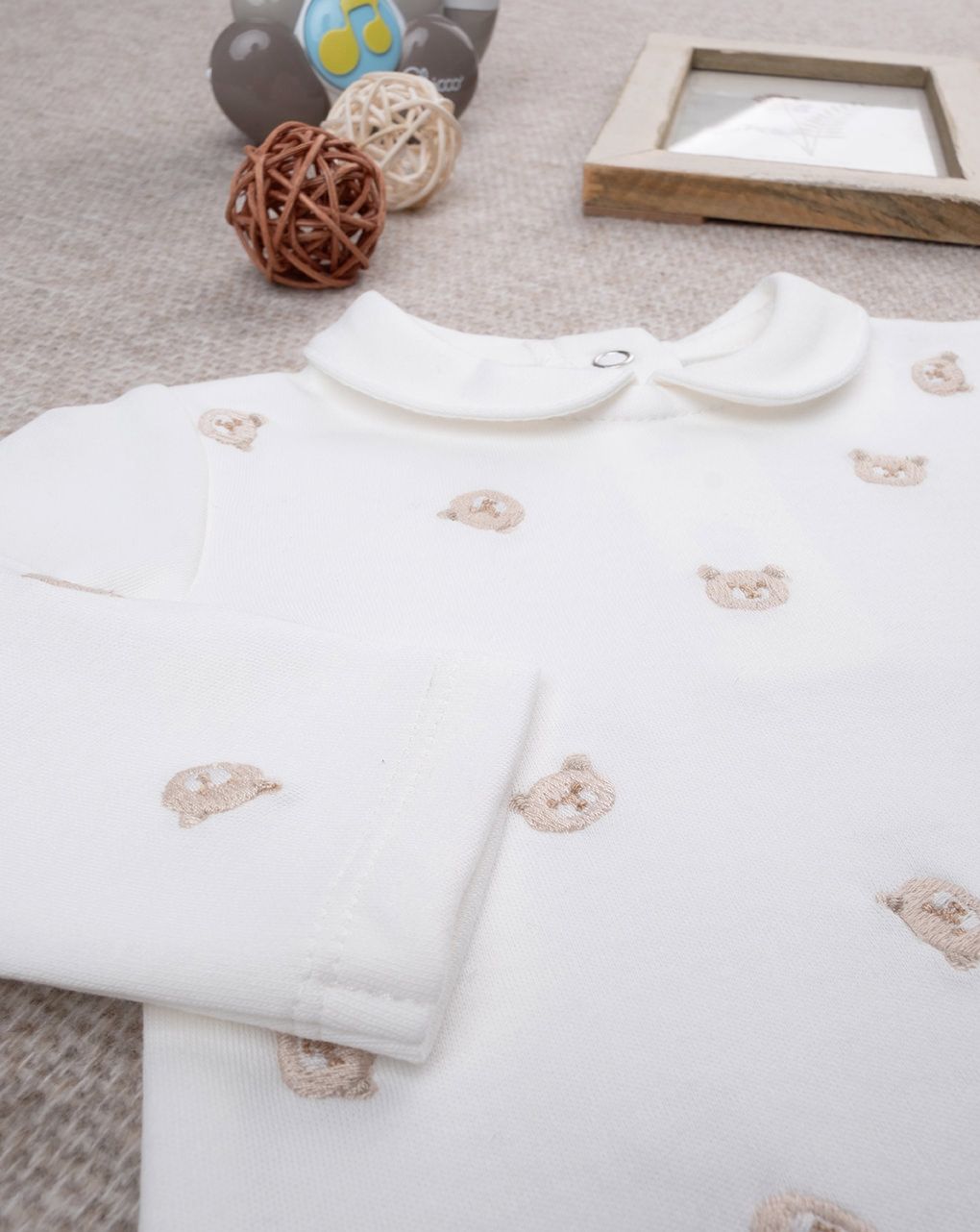 βρεφικό κορμάκι λευκό teddy για αγόρι - Prénatal