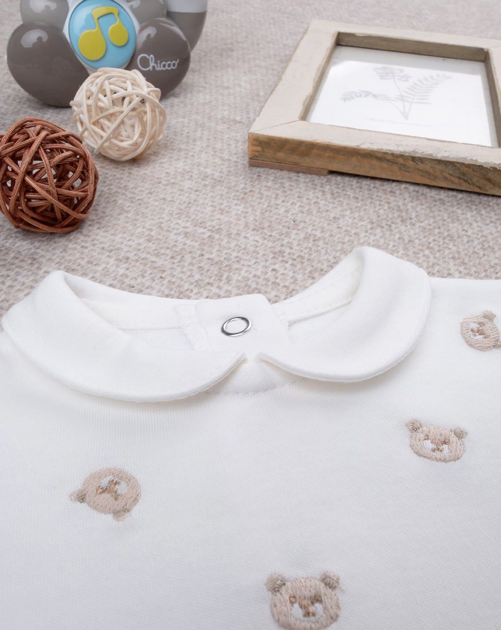 βρεφικό κορμάκι λευκό teddy για αγόρι - Prénatal