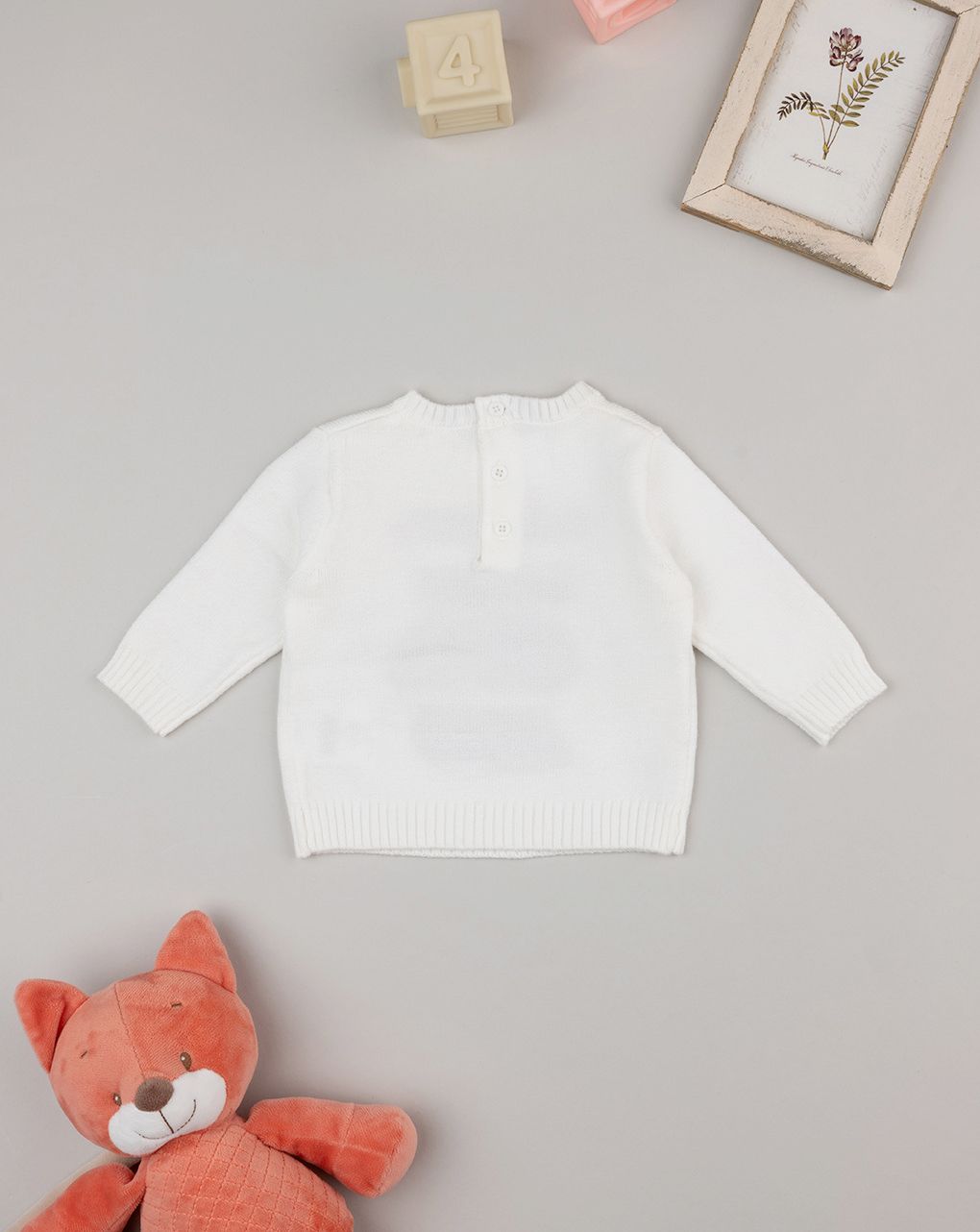 βρεφικό πουλόβερ λευκό teddy για αγόρι - Prénatal