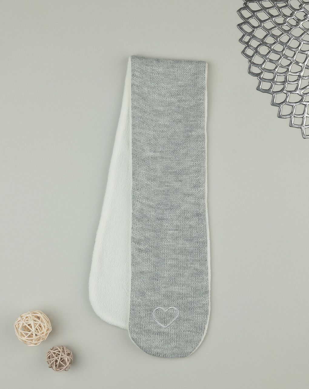 βρεφικό κασκόλ γκρι με καρδούλα για κορίτσι - Prénatal