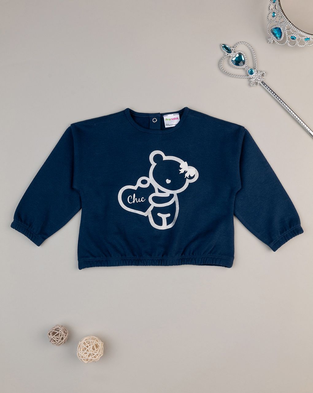 βρεφική μπλούζα φούτερ μπλε chic για κορίτσι
