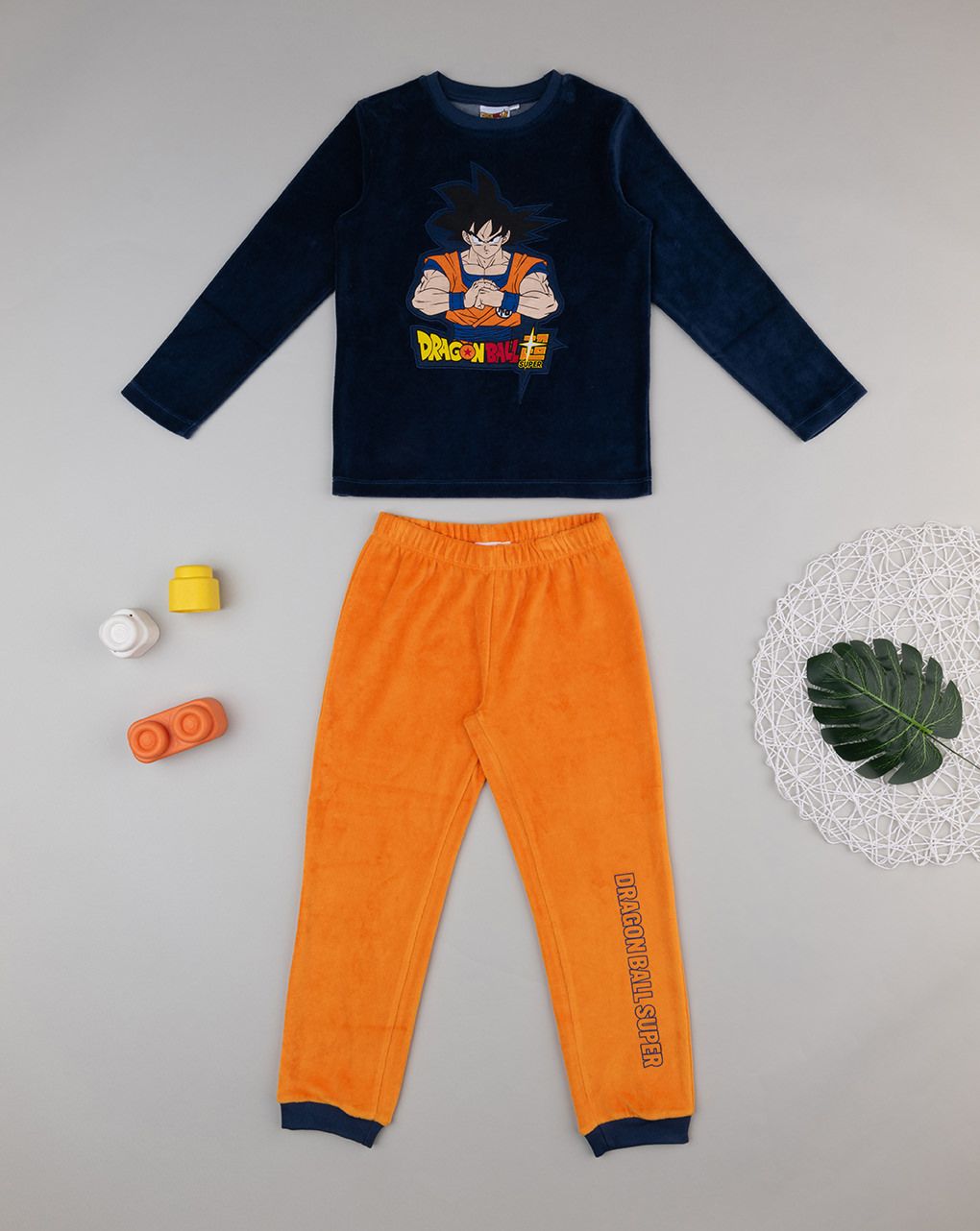 παιδική πιτζάμα σενίλ μπλε/πορτοκαλί dragon ball για αγόρι