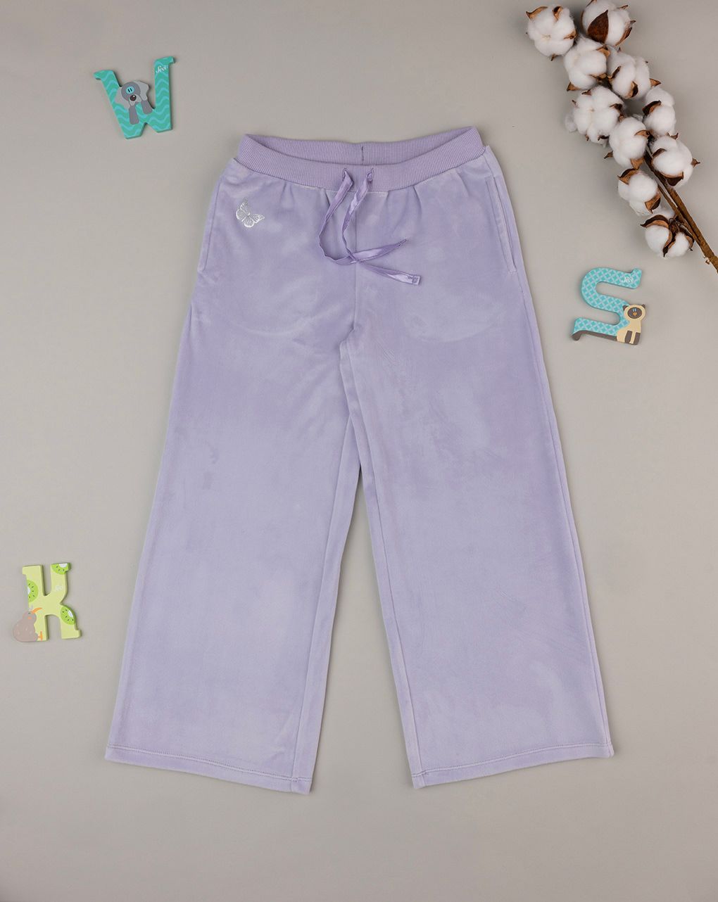 παιδική παντελόνα σενίλ λιλά με πεταλούδα για κορίτσι - Prénatal