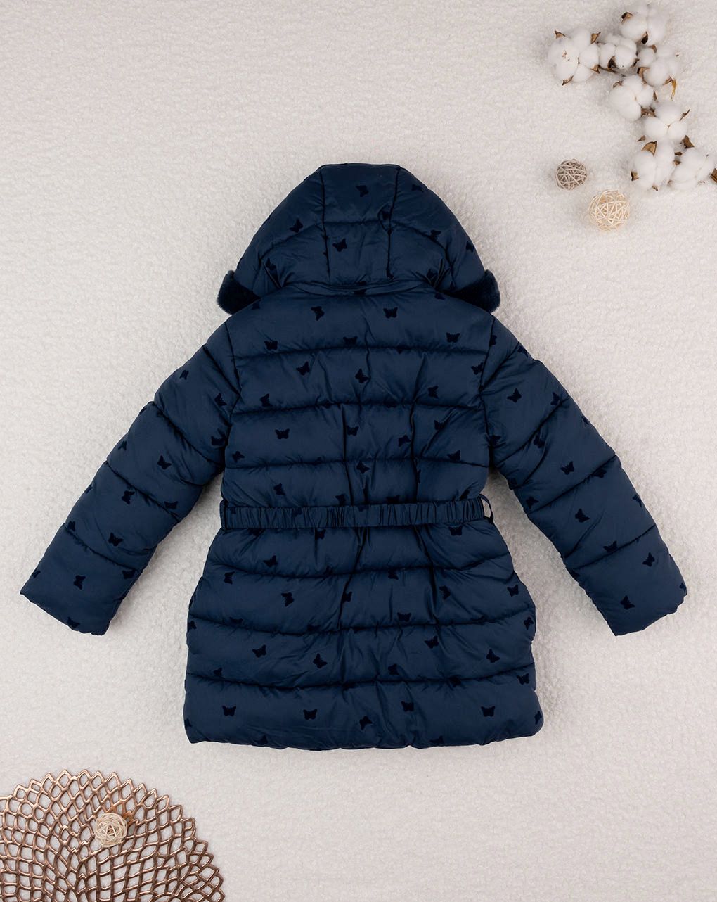 παιδικό μπουφάν puffer μπλε με πεταλούδες για κορίτσι - Prénatal