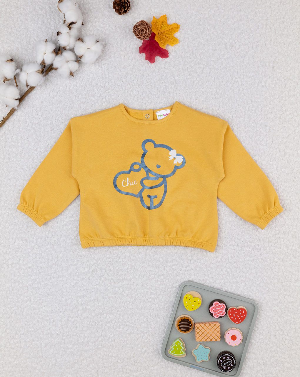 βρεφική μπλούζα φούτερ κίτρινη chic για κορίτσι