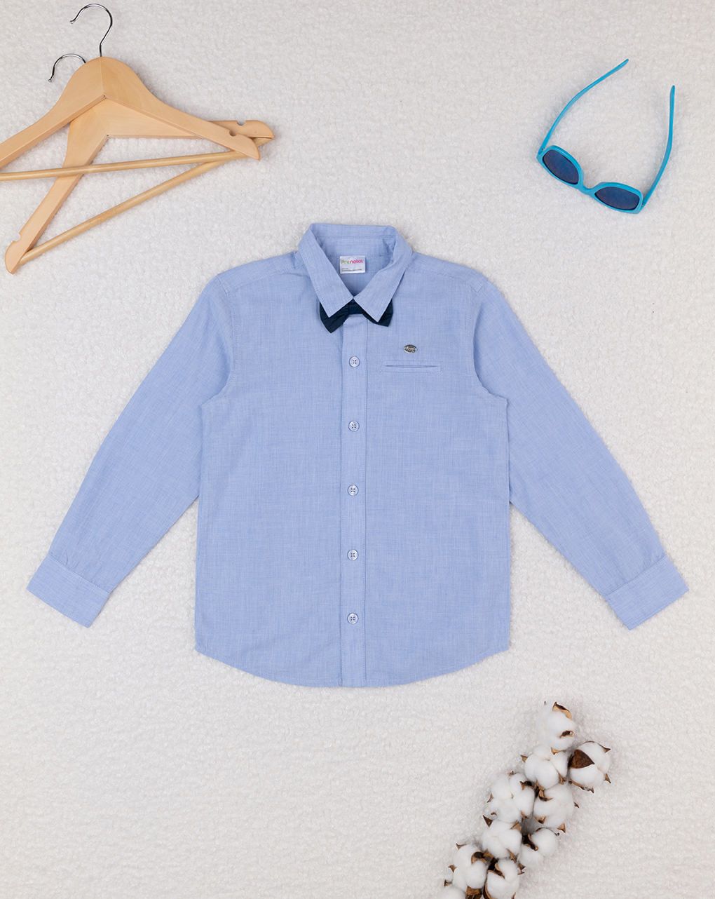 παιδικό πουκάμισο ριγέ γαλάζιο/λευκό classic για αγόρι