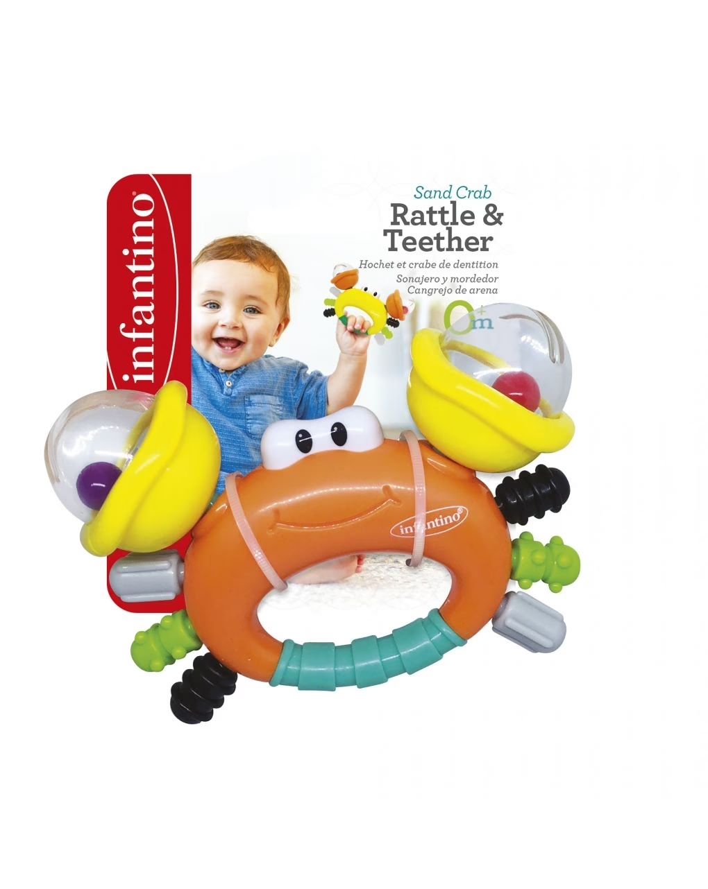 Infantino βρεφικό μασητικό οδοντοφυίας “καβουράκι” rattle & teether sand crab 304889 - INFANTINO