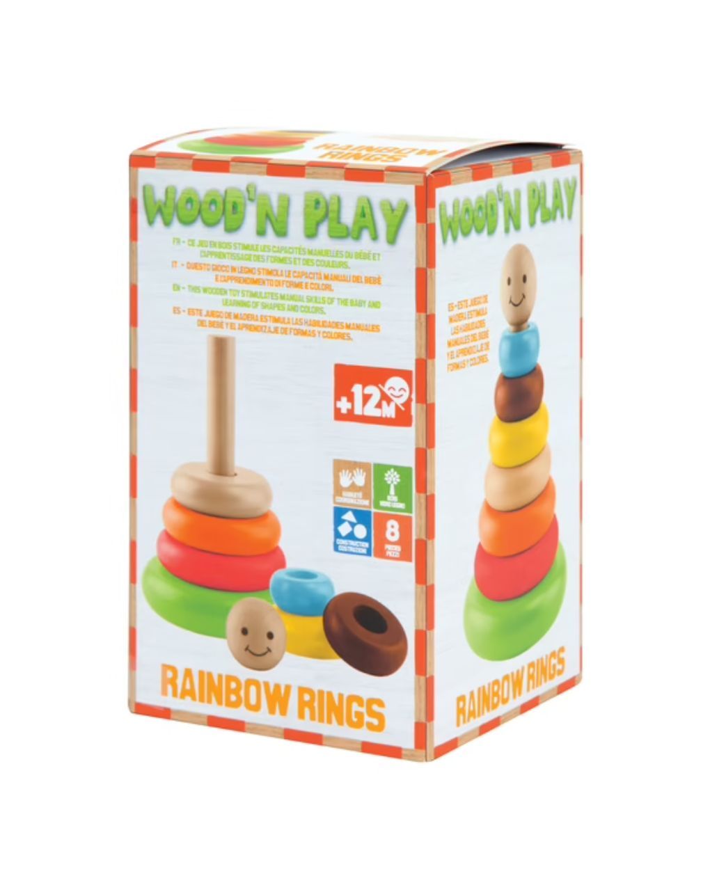 Wood’ n play ξύλινη πυραμίδα 6 δαχτυλιδιών - Wood'N Play