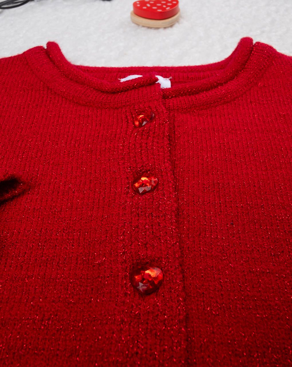 βρεφική ζακέτα κόκκινη lurex classic για κορίτσι - Prénatal