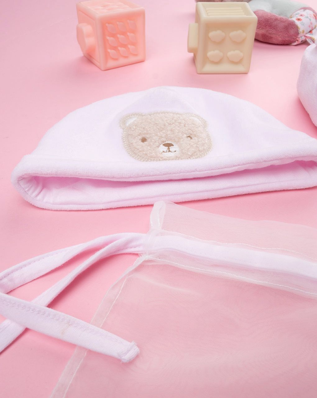 βρεφικό σετ σκουφάκι και παπούτσια αγκαλιάς teddy για κορίτσι - Prénatal