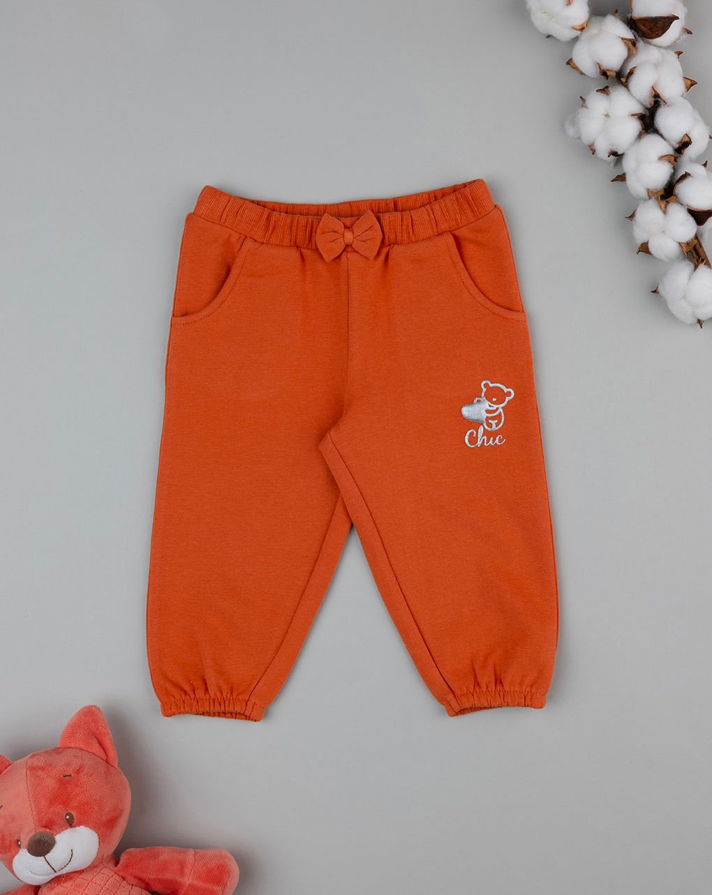 βρεφικό παντελόνι φόρμας πορτοκαλί chic για κορίτσι - Prénatal